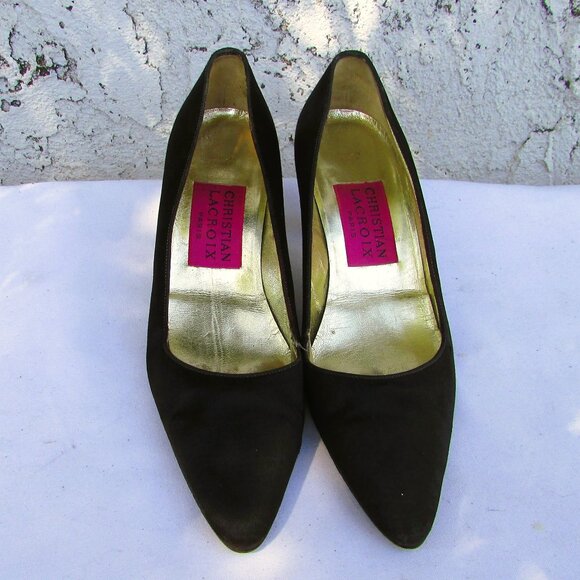 Christian Lacroix black textile LUIGI XV pumps 5.5